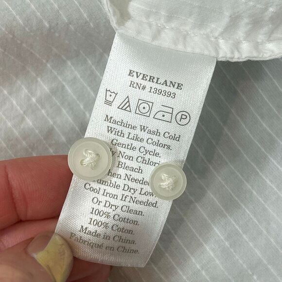Everlane Shirt Womens 00 White Poplin Cotton Popover Button Down Collarless Top - Picture 13 of 14